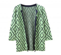Longline Rhombus Cardigan with Open Front